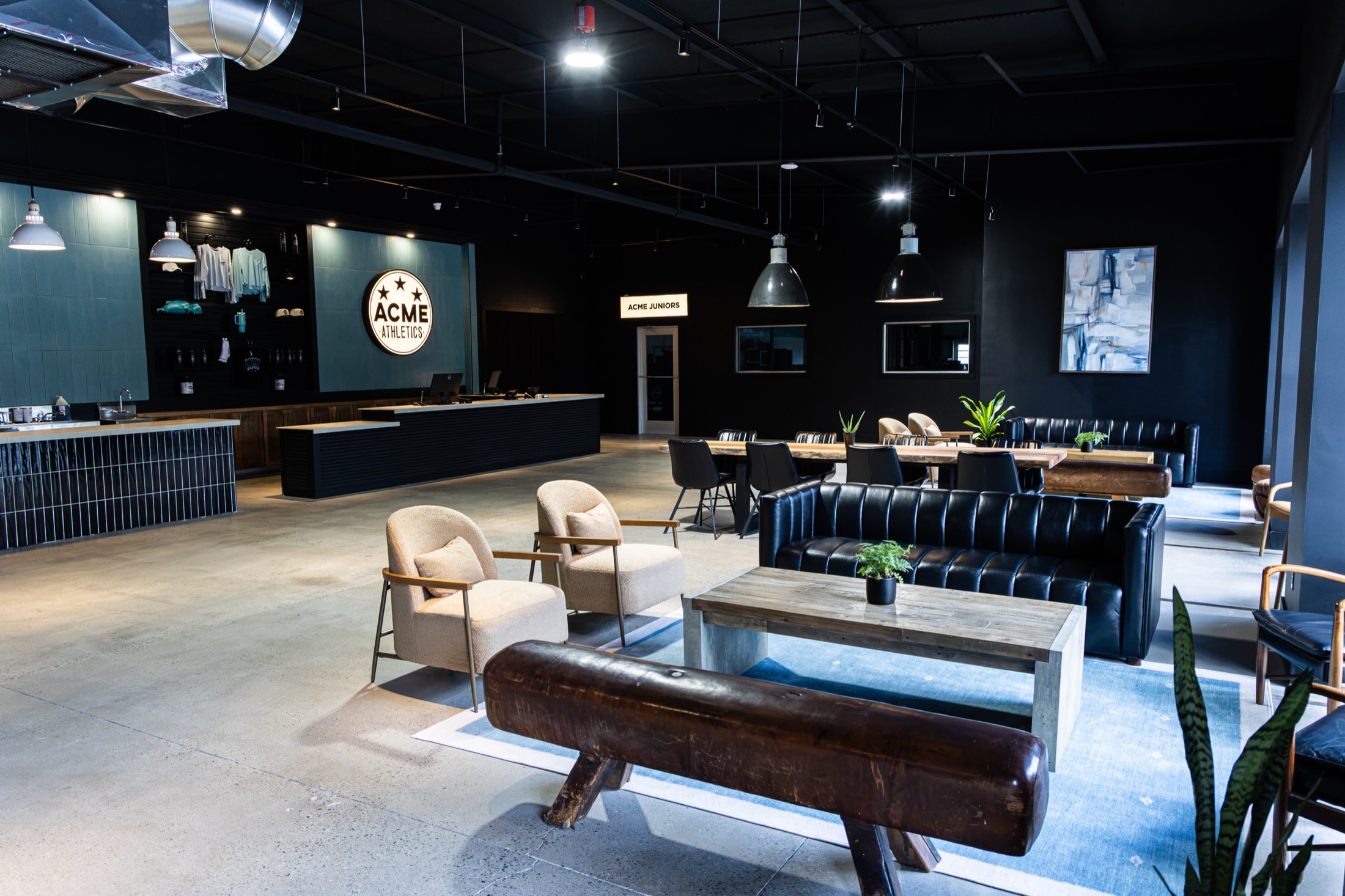 Inside the Acme Athletics lobby
